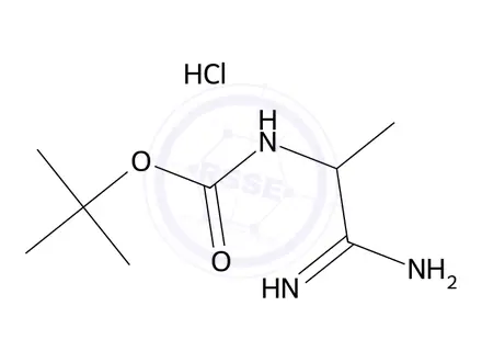 Chemical structure of tert-butyl N-(1-carbamimidoylethyl)carbamate hydrochloride