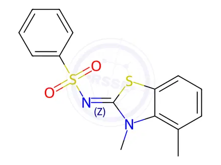 Chemical structure of N-(3,4-Dimethylbenzo[d]thiazol-2(3H)-ylidene)benzenesulfonamide