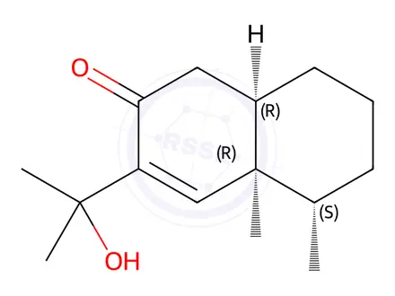 Chemical structure of (4aR)-4a,5,6,7,8,8aβ-Hexahydro-3-(1-hydroxy-1-methylethyl)-4a,5β-dimethylnaphthalen-2(1H)-one