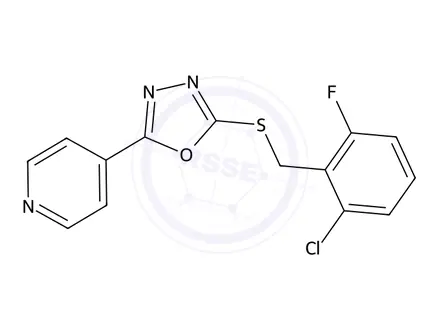 Chemical structure of 2-((2-Chloro-6-fluorobenzyl)thio)-5-(pyridin-4-yl)-1,3,4-oxadiazole