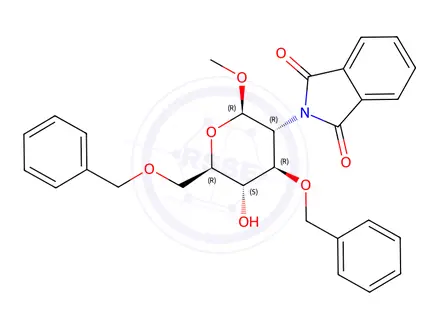 Chemical structure of Methyl 3,6-Di-O-benzyl-2-deoxy-2-N-phthalimido-β- D-glucopyranoside