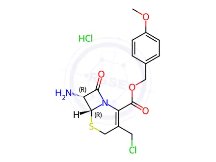 Chemical structure of 7-Amino-3 chloromethyl-3-cephem-4-carboxylic Acid p-Methoxybenzyl Ester Hydrochloride