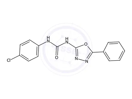 Chemical structure of 1-(4-Chlorophenyl)-3-(5-phenyl-1,3,4-oxadiazol-2-yl)urea