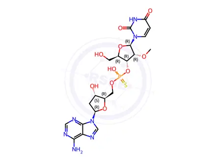 Chemical structure of 2'-O-Methyl-P-thiouridylyl-(3'→5')-2'-deoxyadenosine