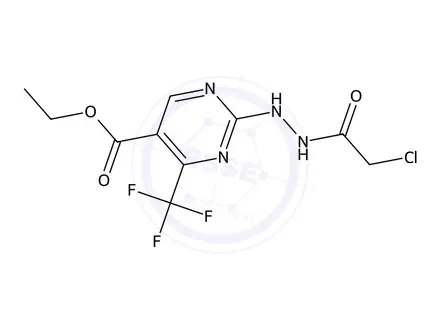 Chemical structure of Ethyl 2-(2-(2-chloroacetyl)hydrazinyl)-4-(trifluoromethyl)pyrimidine-5-carboxylate