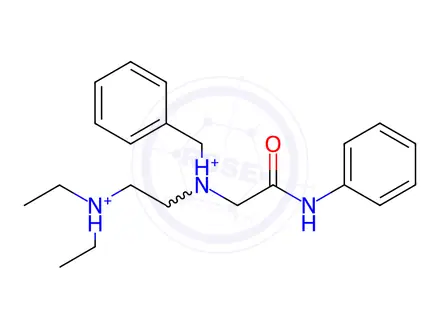 Chemical structure of 2-(benzyl-(phenylcarbamoylmethyl)ammonio)ethyl-diethyl-azanium dichlor ide