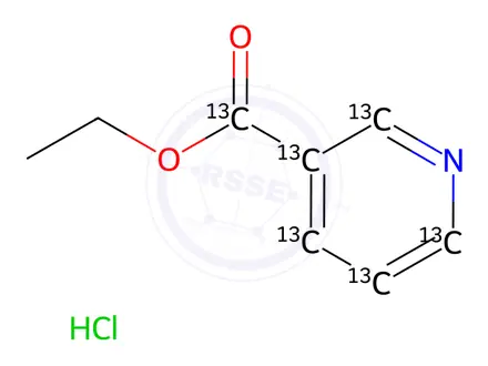 Chemical structure of Ethyl Nicotinate-1,2',3',4',5',6'-13C6 Hydrochloride Salt