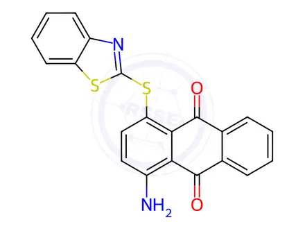 Chemical structure of 1-amino-4-(benzothiazol-2-ylthio)anthraquinone