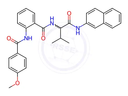 Chemical structure of Benzamide, 2-[(4-methoxybenzoyl)amino]-N-[2-methyl-1-[(2-naphthalenylamino)carbonyl]propyl]-(9CI)
