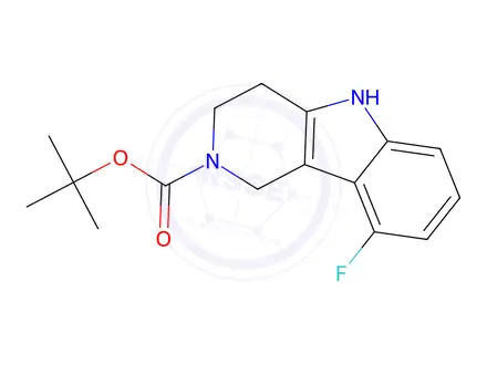 Chemical structure of tert-Butyl 9-fluoro-3,4-dihydro-1H-pyrido[4,3-b]indole-2(5H)-carboxylate
