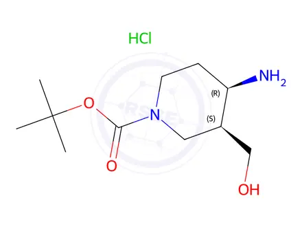 Chemical structure of (3S,4R)-1-Boc-4-amino-3-hydroxymethyl-piperidine hydrochloride