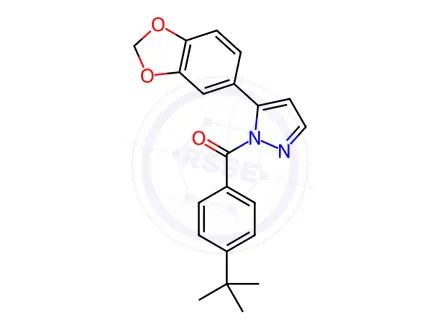 Chemical structure of (5-(Benzo[d][1,3]dioxol-5-yl)-1H-pyrazol-1-yl)(4-(tert-butyl)phenyl)methanone