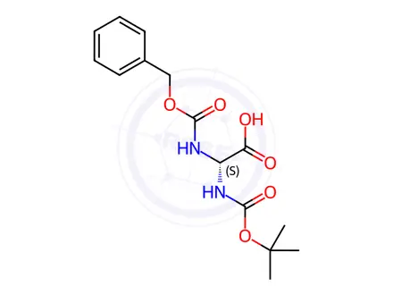 Chemical structure of Glycine, 2-[[(1,1-dimethylethoxy)carbonyl]amino]-N-[(phenylmethoxy)carbonyl]-, (2S)-