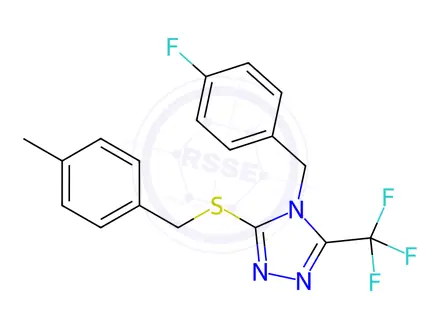 Chemical structure of 4-(4-Fluorobenzyl)-3-((4-methylbenzyl)thio)-5-(trifluoromethyl)-4H-1,2,4-triazole