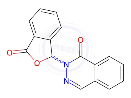Chemical structure of 2-(3-Oxo-1,3-dihydroisobenzofuran-1-yl)phthalazin-1(2H)-one