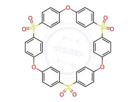 Chemical structure of 2,6,10-Trioxa-4,8,12-trithia-1,3,5,7,9,11(1,4)-hexabenzenacyclododecaphane 4,4,8,8,12,12-hexaoxide