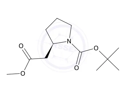 Chemical structure of (R)-tert-Butyl 2-(2-methoxy-2-oxoethyl)pyrrolidine-1-carboxylate