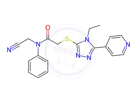 Chemical structure of N-(Cyanomethyl)-2-((4-ethyl-5-(pyridin-4-yl)-4H-1,2,4-triazol-3-yl)thio)-N-phenylacetamide