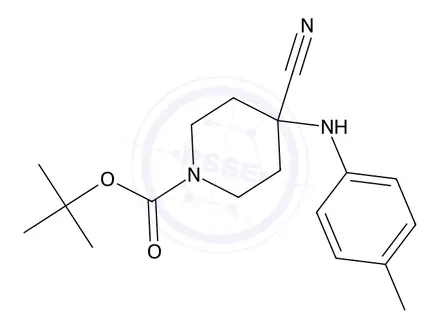 Chemical structure of tert-Butyl 4-cyano-4-(p-tolylamino)piperidine-1-carboxylate