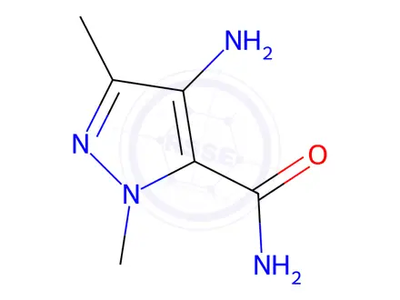 Chemical structure of 4-Amino-1-Methyl-3-methyl pyrazole-5-carboxamide