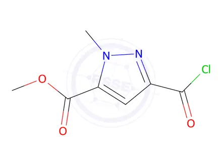 Chemical structure of 1H-Pyrazole-5-carboxylic acid, 3-(chlorocarbonyl)-1-methyl-, methyl ester (9CI)