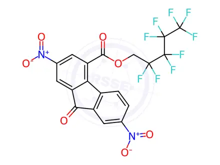 Chemical structure of 2,2,3,3,4,4,5,5,5-Nonafluoropentyl 2,7-dinitro-9-oxo-9H-fluorene-4-carboxylate
