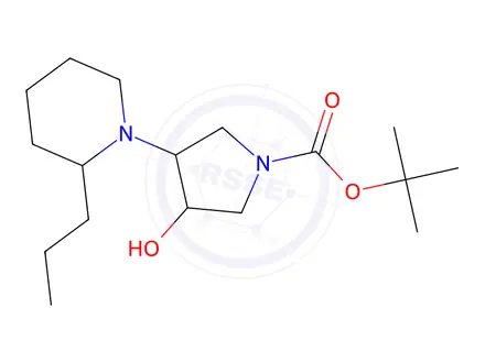 Chemical structure of tert-butyl 3-hydroxy-4-(2-propyl-1-piperidyl)pyrrolidine-1-carboxylate