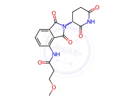 Chemical structure of N-[2-(2,6-dioxo-3-piperidyl)-1,3-dioxo-isoindolin-4-yl]-3-methoxy-propanamide