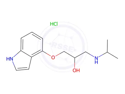 Chemical structure of (±)-1-(1H-indol-4-yloxy)-3-(isopropylamino)propan-2-ol hydrochloride