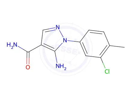 Chemical structure of 5-Amino-1-(3-chloro-4-methylphenyl)-1H-pyrazole-4-carboxamide