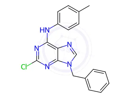 Chemical structure of 9-Benzyl-2-chloro-N-(p-tolyl)-9H-purin-6-amine