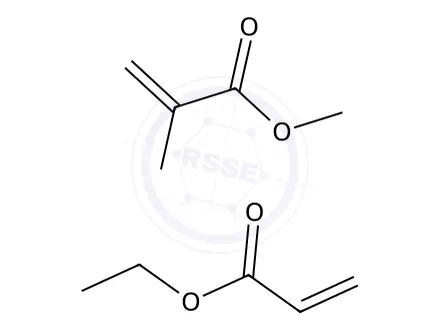 Chemical structure of 2-Propenoic acid, 2-methyl-, methyl ester, polymer with 1,3-butadiene, ethenylbenzene and ethyl 2-propenoate