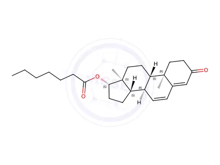 Chemical structure of (8R,9S,10R,13S,14S,17S)-10,13-dimethyl-3-oxo-2,3,8,9,10,11,12,13,14,15,16,17-dodecahydro-1H-cyclopenta[a]phenanthren-17-yl heptanoate