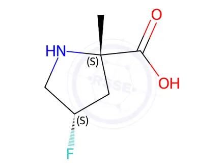 Chemical structure of (2S,4S)-4-fluoro-2-methylpyrrolidine-2-carboxylic acid