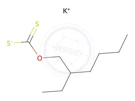Chemical structure of potassium O-(2-ethylhexyl) dithiocarbonate