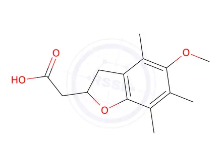 Chemical structure of 2,3-dihydro-5-methoxy-4,6,7-trimethyl-2-benzofuranyl acetic acid
