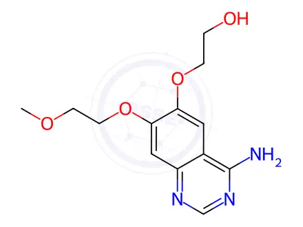 Chemical structure of 2-((4-Amino-7-(2-methoxyethoxy)quinazolin-6-yl)oxy)ethan-1-ol