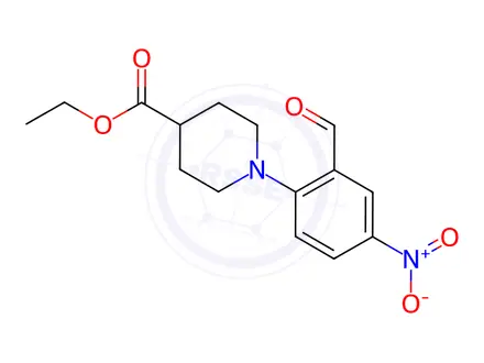 Chemical structure of Ethyl 1-(2-formyl-4-nitrophenyl)-4-piperidinecarboxylate