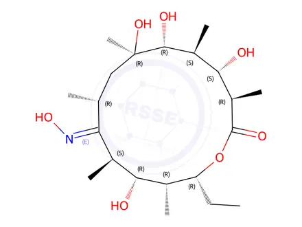 Chemical structure of (3R,4S,5S,6R,7R,9R,11S,12R,13R,14R,E)-14-ethyl-4,6,7,12-tetrahydroxy-10-(hydroxyimino)-3,5,7,9,11,13-hexamethyloxacyclotetradecan-2-one