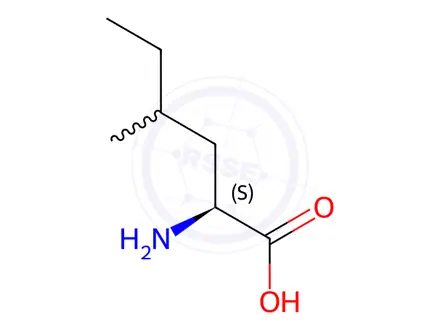 Chemical structure of (2S)-2-amino-4-methylhexanoic acid