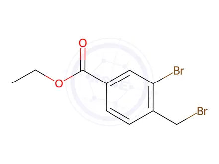Chemical structure of Benzoic acid, 3-bromo-4-(bromomethyl)-, ethyl ester