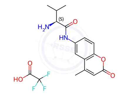 Chemical structure of L-Valine 7-amido-4-methylcoumarin, trifluoroacetate salt
