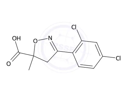 Chemical structure of 3-(2,4-Dichlorophenyl)-5-methyl-4,5-dihydroisoxazole-5-carboxylic acid