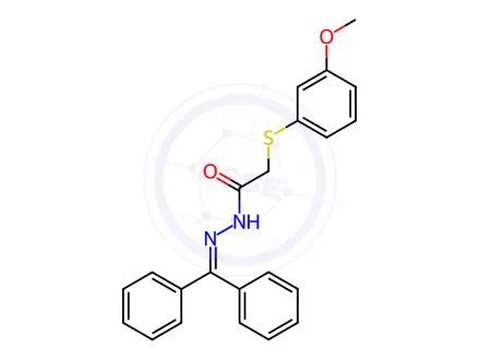 Chemical structure of N'-(diphenylmethylene)-2-((3-methoxyphenyl)thio)acetohydrazide