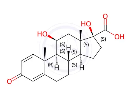 Chemical structure of 11β,17-Dihydroxy-3-oxoandrosta-1,4-diene-17β-carboxylic Acid