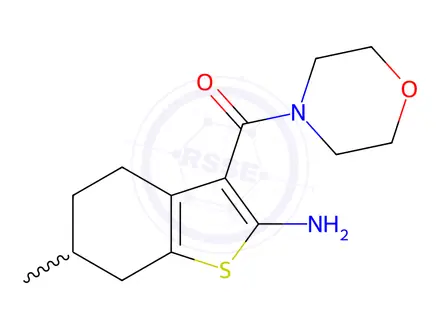 Chemical structure of 6-Methyl-3-(morpholin-4-ylcarbonyl)-4,5,6,7-tetrahydro-1-benzothien-2-ylamine