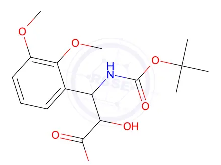 Chemical structure of (2S,3S)-3-((tert-Butoxycarbonyl)amino)-3-(2,3-dimethoxyphenyl)-2-hydroxypropanoic acid