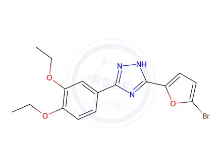 Chemical structure of 3-(5-Bromofuran-2-yl)-5-(3,4-diethoxyphenyl)-1H-1,2,4-triazole