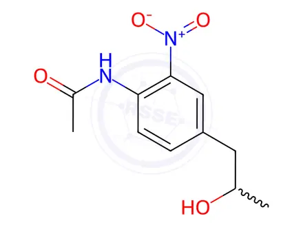 Chemical structure of N-(4-(2-hydroxypropyl)-2-nitrophenyl)acetamide