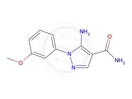 Chemical structure of 5-Amino-1-(3-methoxyphenyl)-1H-pyrazole-4-carboxamide